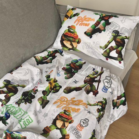 Постільна білизна Черепашки Ніндзя з сірим (3-10 років) 2062 фото